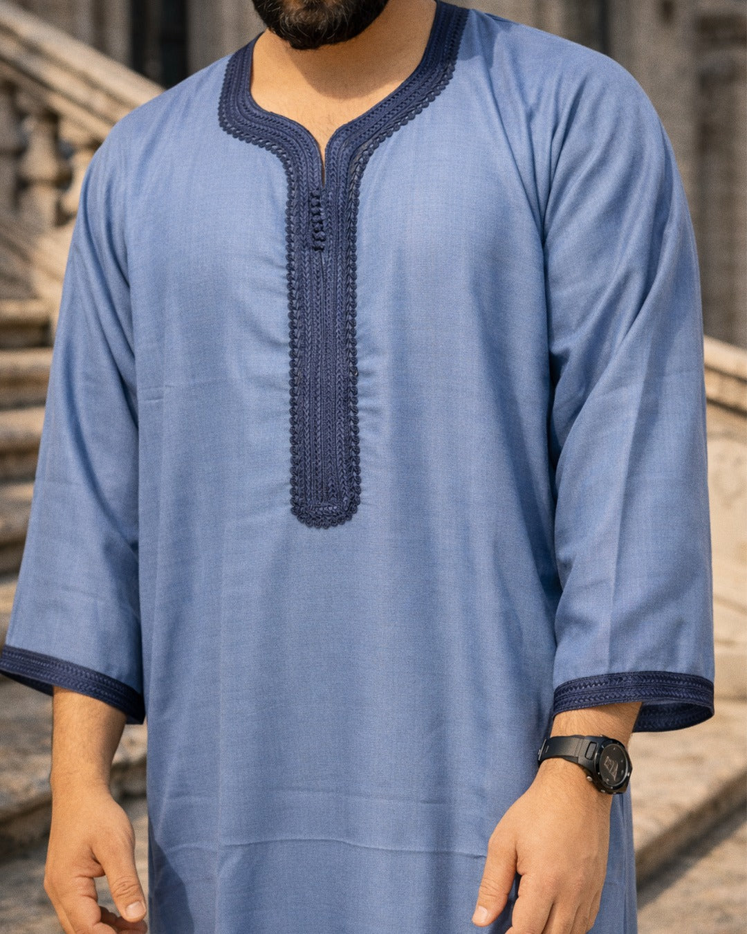 Moroccan Linen Gandoura – Blue