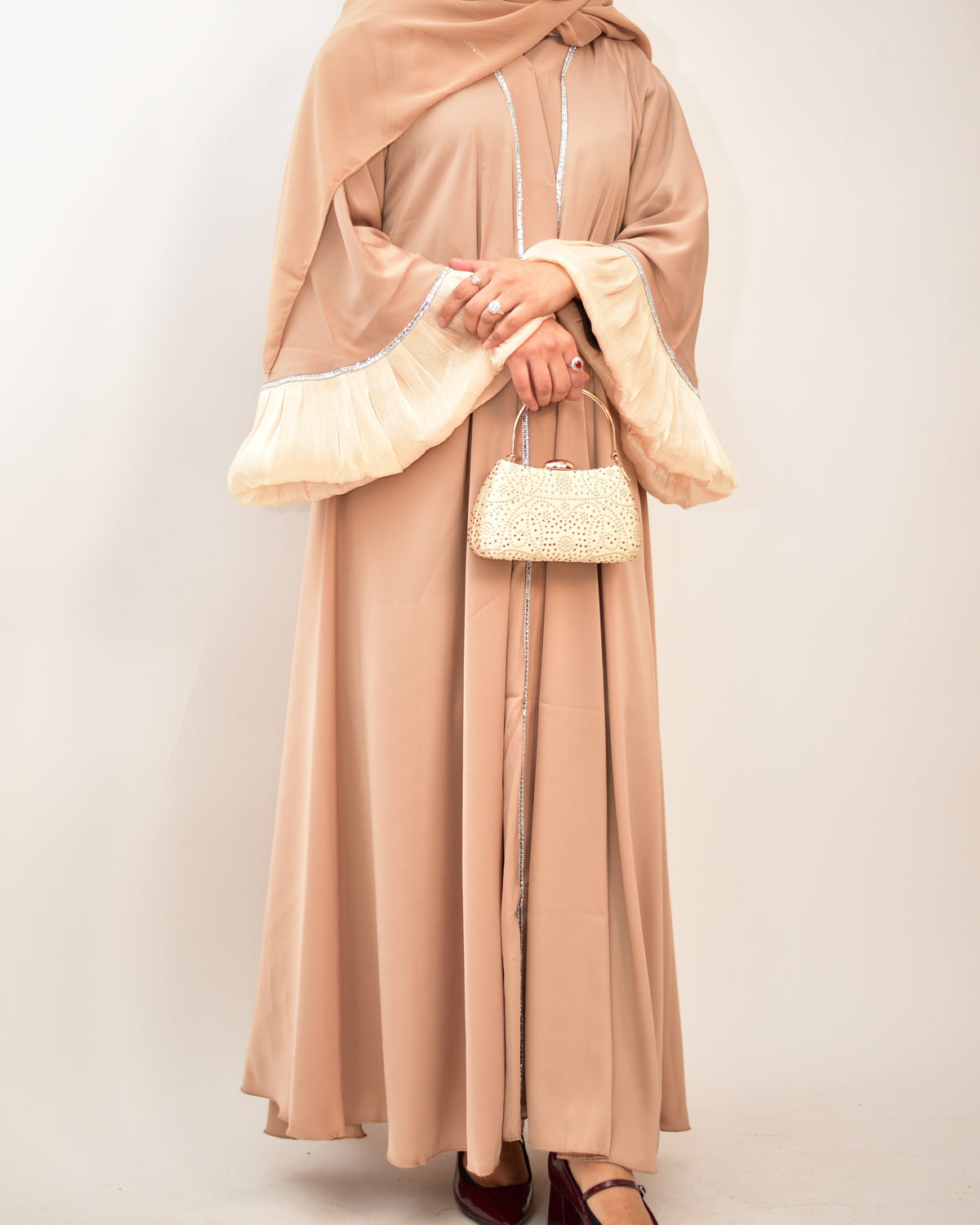 Beige Handwork Lace Abaya