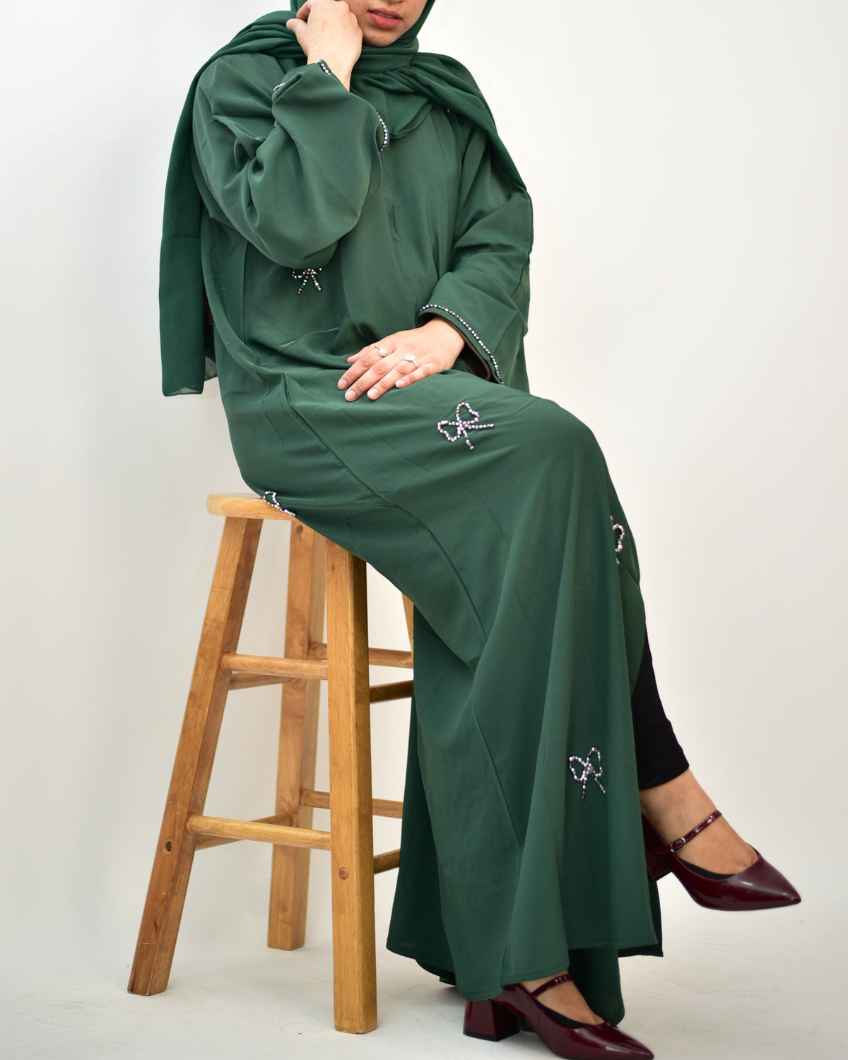 Elegant Green Nida Abaya – Dubai Made