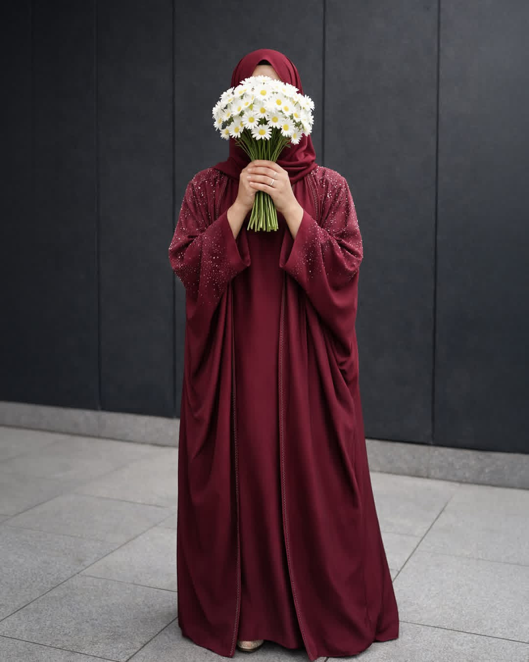 Burgundy Luxe Stone Abaya – Dubai Made