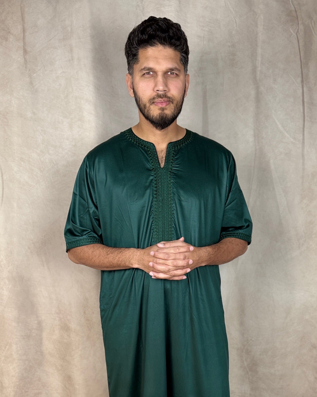 Timeless Moroccan Elegance – Men's Short Sleeve Viscose Thobe – 03