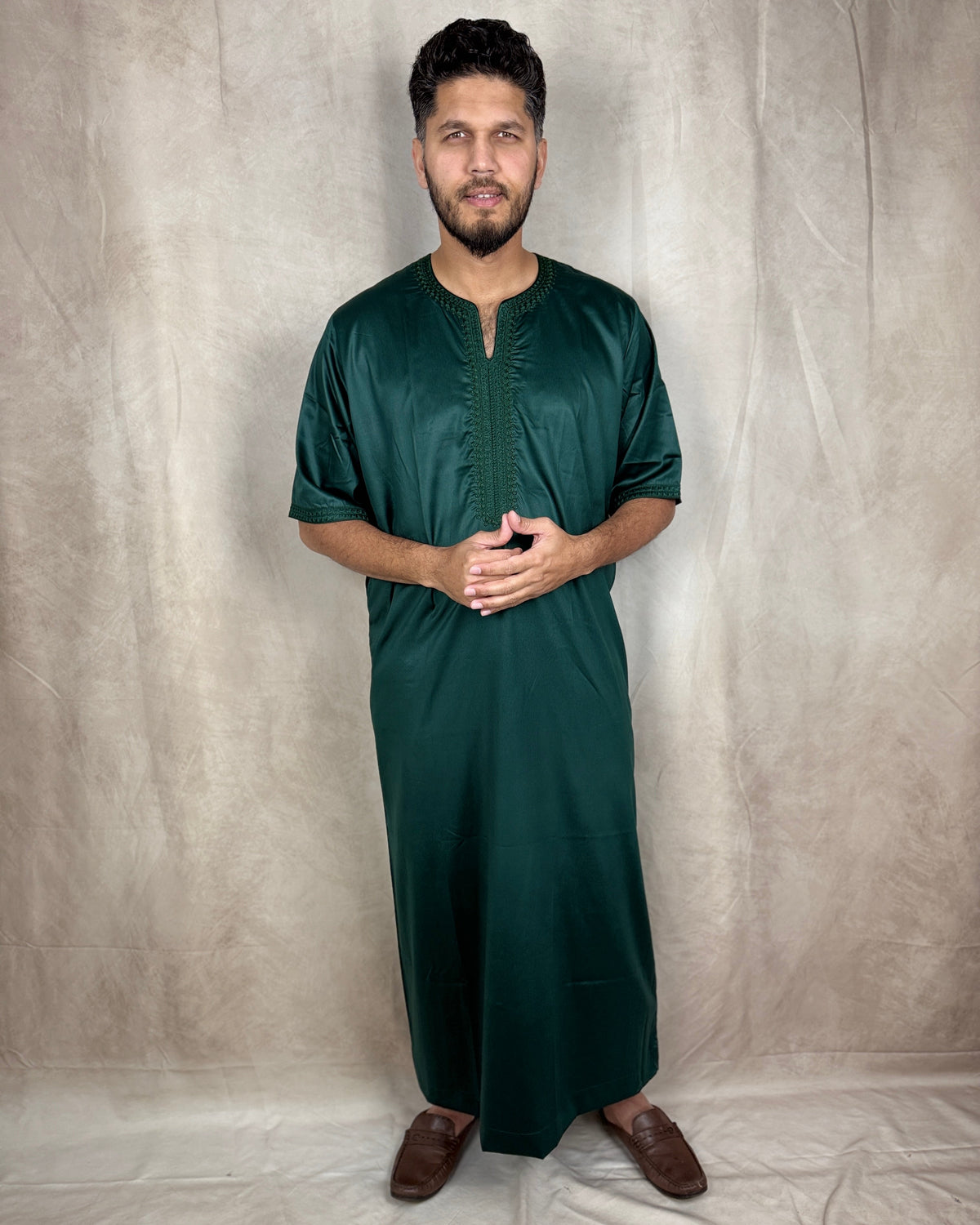 Timeless Moroccan Elegance – Men's Short Sleeve Viscose Thobe – 03