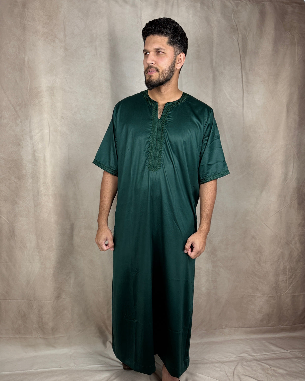 Timeless Moroccan Elegance – Men's Short Sleeve Viscose Thobe – 03