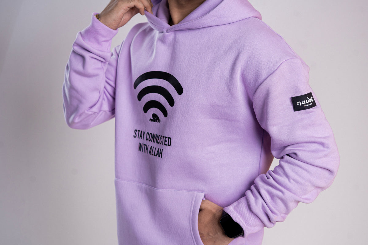 Lavender “Stay Connected With Allah” Islamic Hoodie – Unisex
