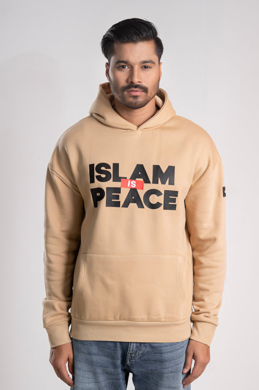 Beige “Islam Is Peace” Islamic Hoodie – Unisex