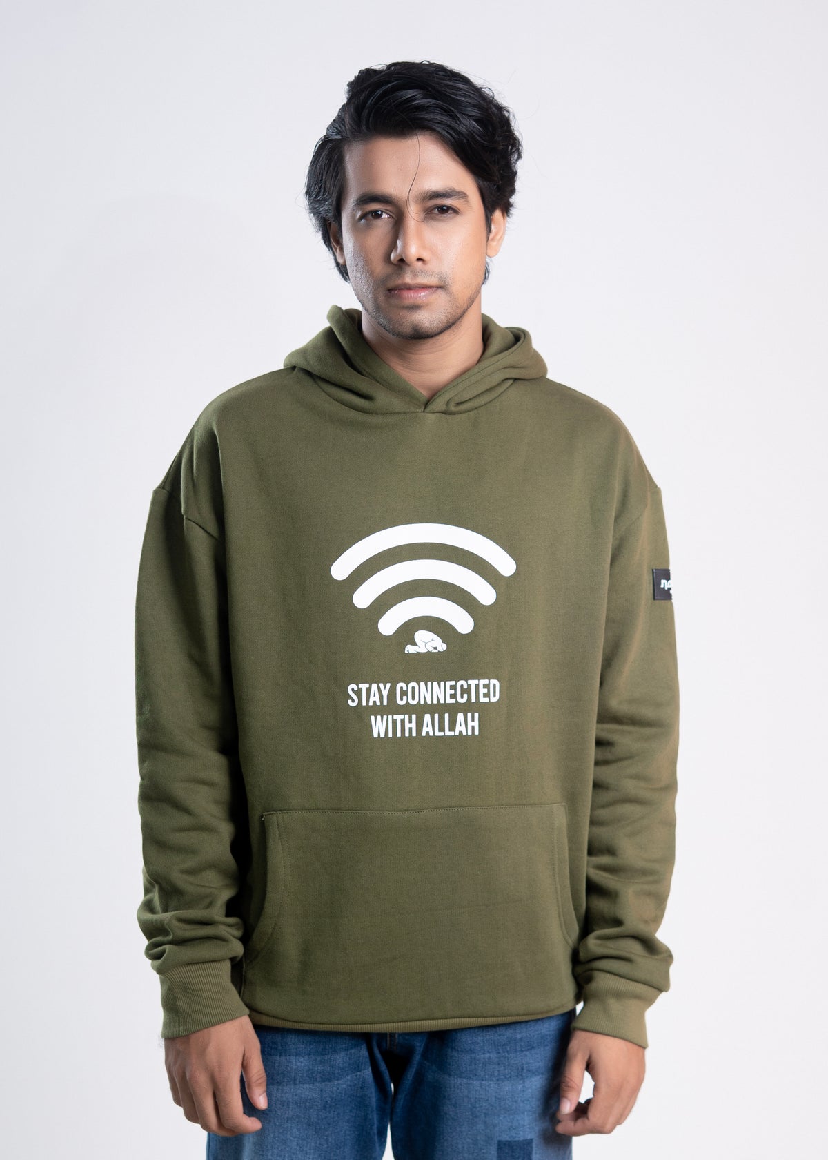 Olive “Stay Connected With Allah” Islamic Hoodie – Unisex