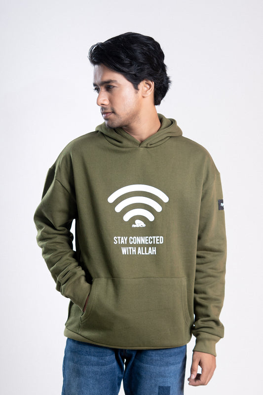 Olive “Stay Connected With Allah” Islamic Hoodie – Unisex