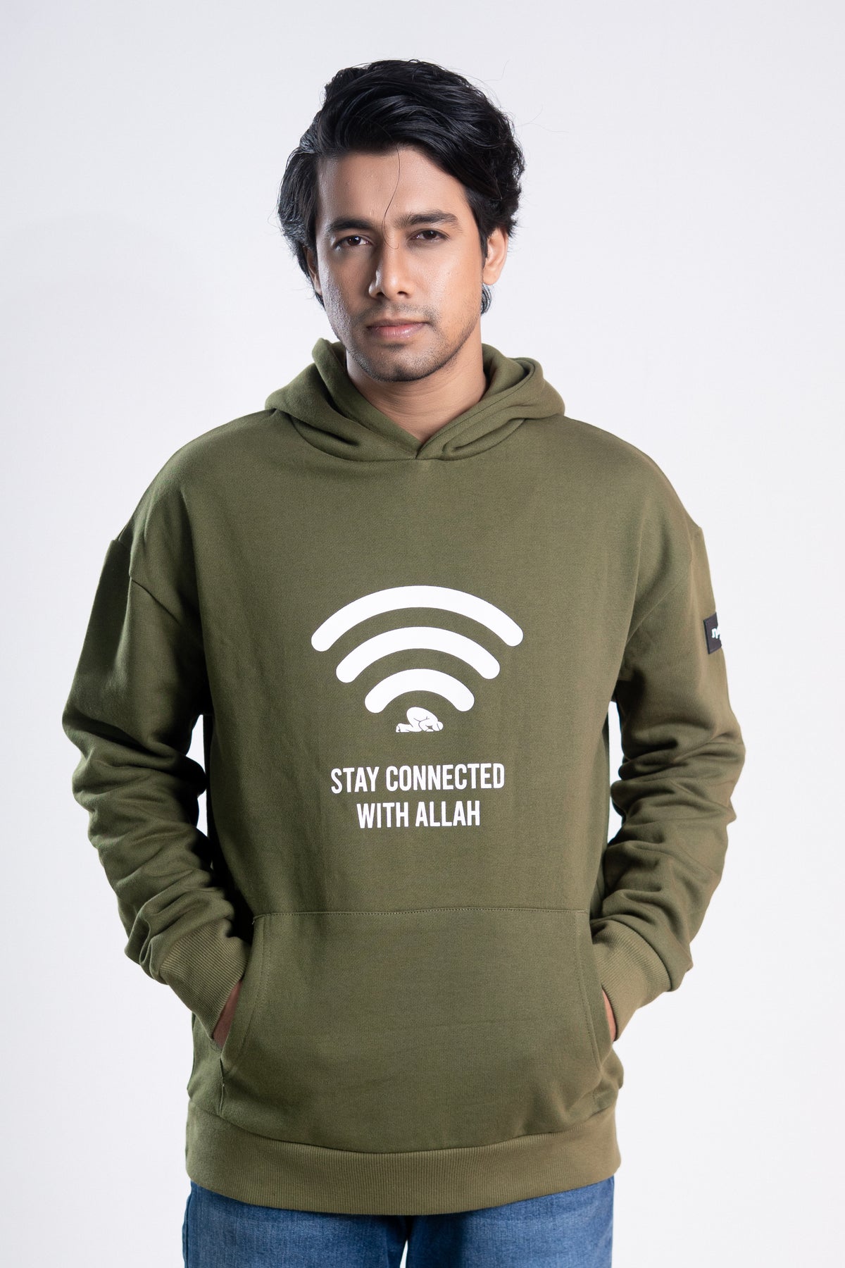 Olive “Stay Connected With Allah” Islamic Hoodie – Unisex