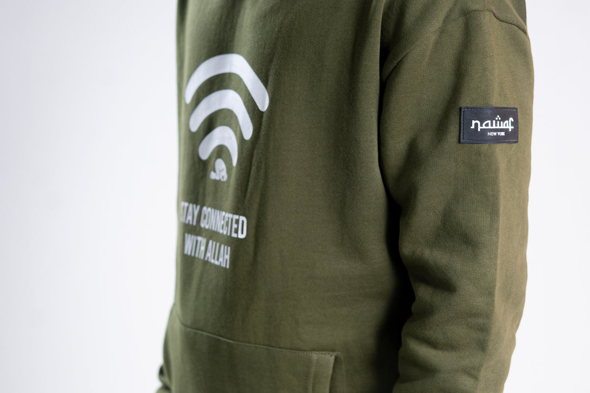 Olive “Stay Connected With Allah” Islamic Hoodie – Unisex