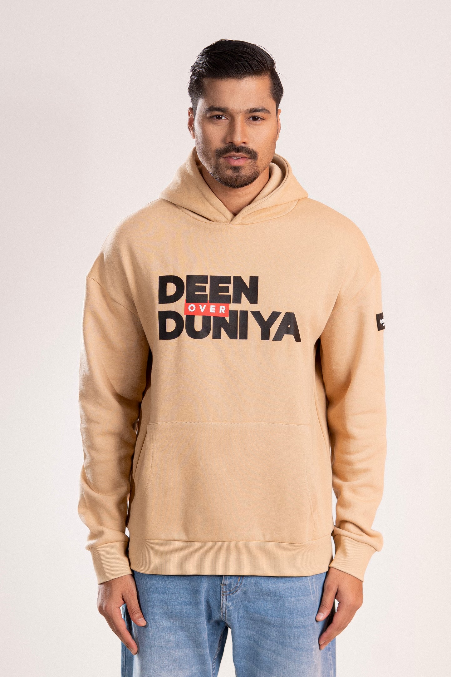 Beige “Deen Over Duniya” Islamic Hoodie – Unisex
