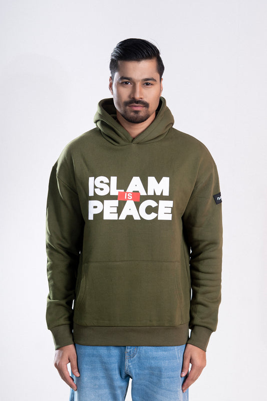 Olive “Islam Is Peace” Islamic Hoodie – Unisex
