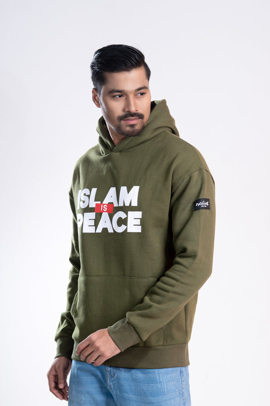 Olive “Islam Is Peace” Islamic Hoodie – Unisex